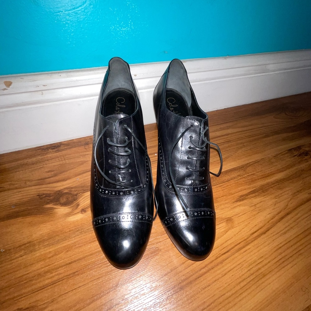 Cole Hann black oxford heels